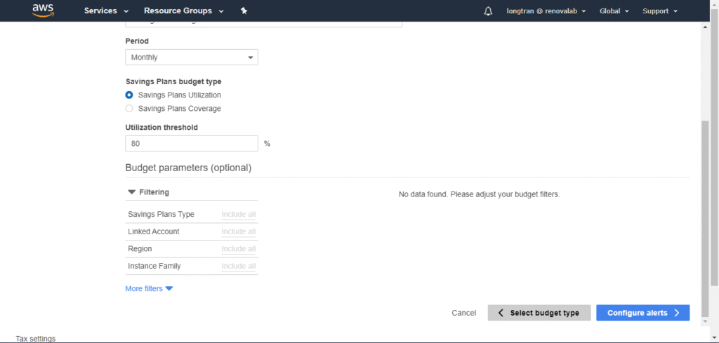 Creating AWS Budgets: Savings Plans and Cost Budget 7